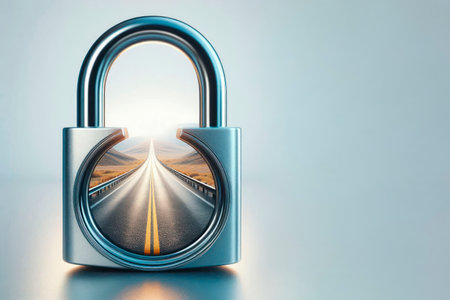 An open castle with a road inside. Space for textの素材