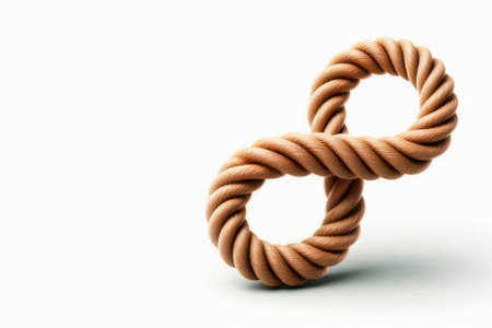 A rope tied in the form of an infinity sign. Space for textの素材