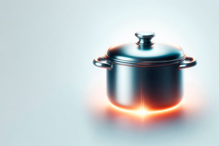A metal pan with a glowing bottom. Space for textの素材