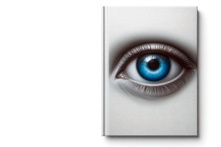 Book cover with a realistic image of the eye. Space for textの素材