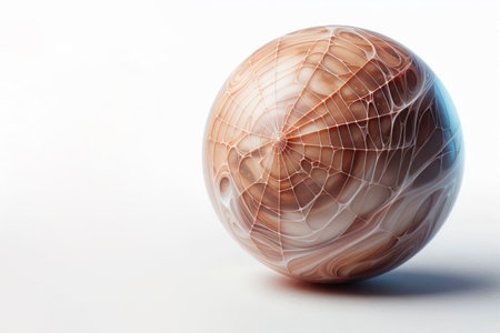 A smooth marble ball with a spider web pattern. Space for textの素材