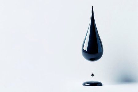 A black drop of oil on a light background, minimalism. Space for textの素材