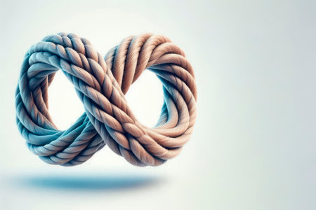 A rope tied in the infinity symbol. Space for textの素材