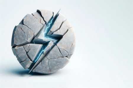 A broken stone circle with a zipper inside. Space for textの素材