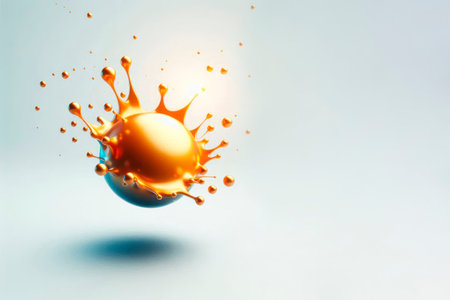 A golden sphere with a liquid splash effect. Space for textの素材