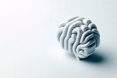 A white brain on a light background. Space for textの素材