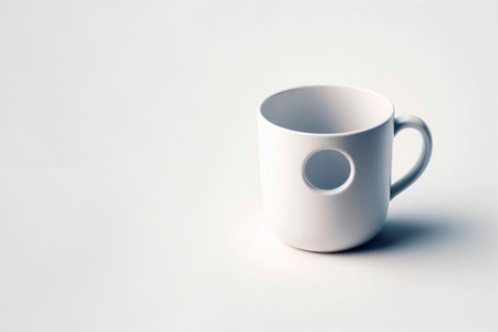 A cup with a hole on a light background. Space for textの素材