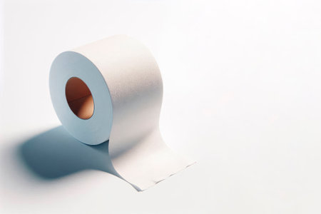 Toilet paper roll with shadow on light background. Space for textの素材