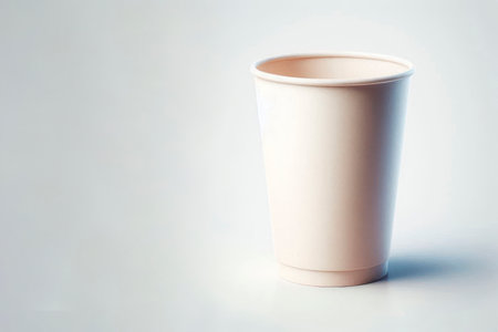 Paper cup for drinks on a light background. Space for textの素材