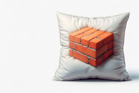 Soft pillow with brick wall texture. Space for textの素材