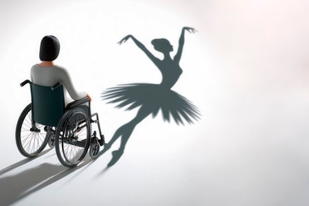 A ballerina's dream, the silhouette of hope in a wheelchairの素材