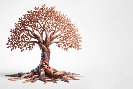 Stylized metal wood on a light background. Space for textの素材