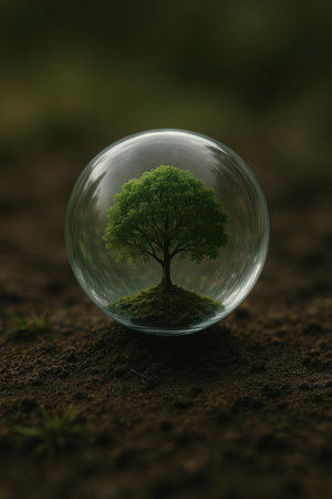 A tree in a glass sphere, a symbol of nature conservationの素材