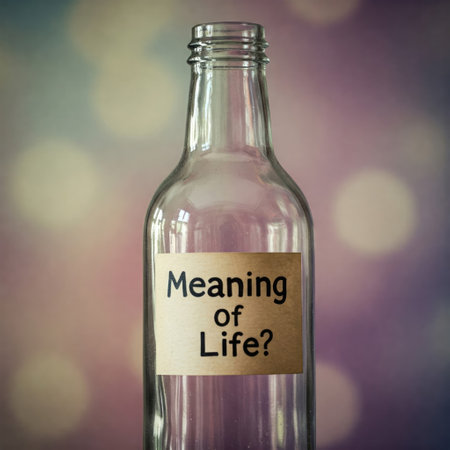 An empty bottle with the inscription Meaning of Lifeの素材