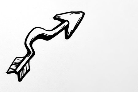 A drawn arrow pointing up and to the right. Space for textの素材