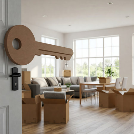 Key to a new apartment and movingの素材