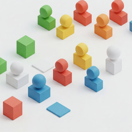 Multi-colored figures symbolizing people and differencesの素材