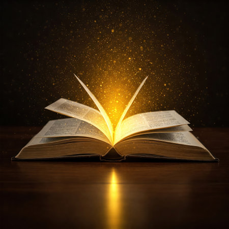 An open book with radiance as a source of inspirationの素材