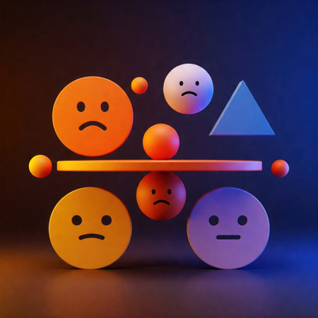 A composition of sad faces and figures in balanceの素材