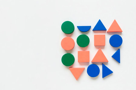 Geometric shapes on a light background. Space for textの素材