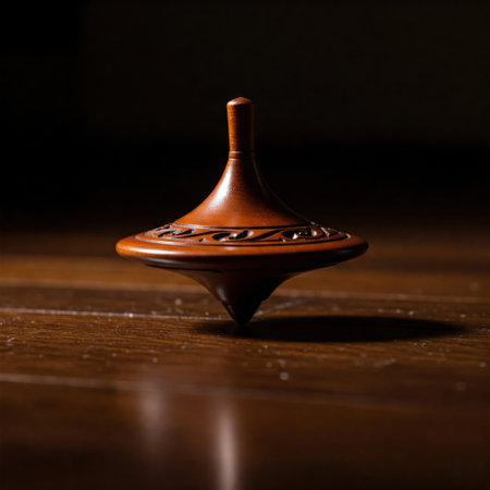 A wooden yula rotating on the floorの素材