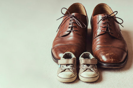 Large men's shoes and small children's sneakersの素材