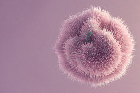 Abstract fluffy shape on a pink background. Space for textの素材