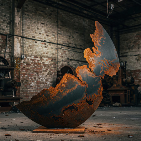 A rusty hemisphere that resembles a destroyed planetの素材