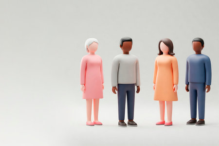 A group of multi-colored figures of people. Space for textの素材