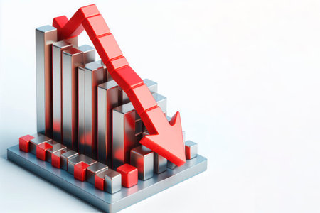 A fall chart with a red down arrow. Space for textの素材