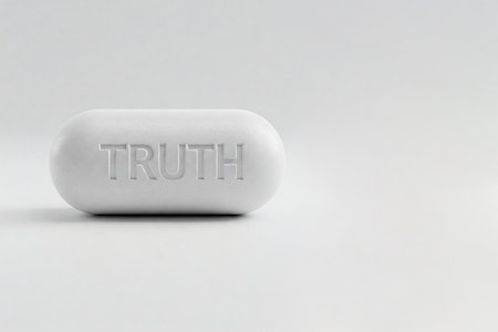 A white pill labeled TRUTH. Space for textの素材