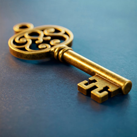 Vintage key with close-up patternsの素材