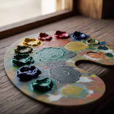 An artistic palette with thick colorsの素材