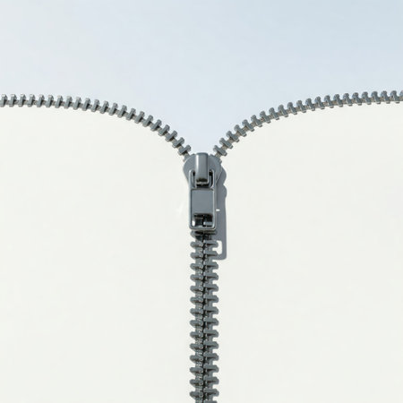 Zipper as a zipper on a light background. Space for textの素材
