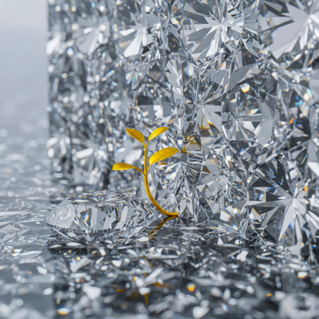A golden sprout sprouts among the diamondsの素材
