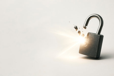 A flying castle, shattered by a ray of light. Space for textの素材