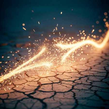 Sparks of light on the cracked groundの素材