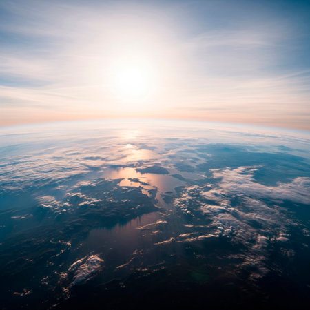 Sunset over the Earth, view from the stratosphereの素材