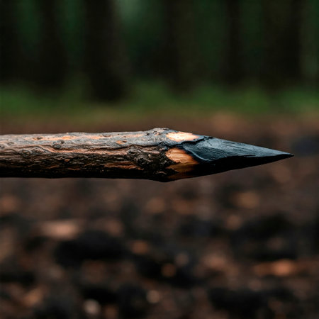A sharpened wooden stick in the forestの素材