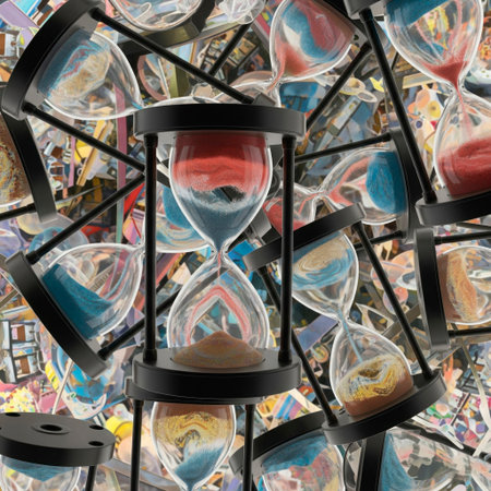 An hourglass in the chaos of the digital worldの素材