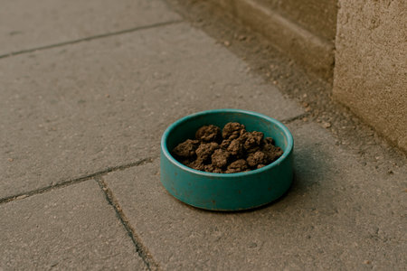 An old bowl of earth on the asphalt, a symbol of oblivion and lonelinessの素材