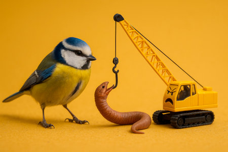 Hunting a worm with a craneの素材