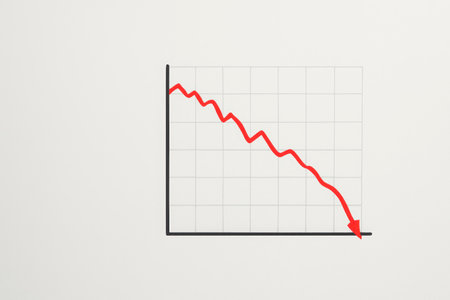 Falling financial chart with a sharp decline. Space for textの素材