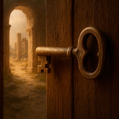 An ancient key opens the way to forgotten ruinsの素材