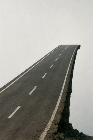 An asphalt road that ends in emptinessの素材