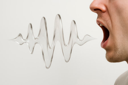 Abstract sound waves in the air. Space for textの素材