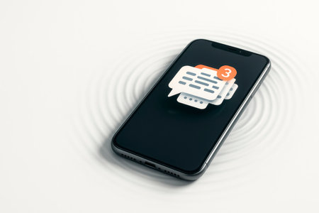 The smartphone vibrates from incoming messages. Space for textの素材