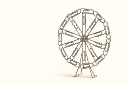 A Ferris wheel made of paper clips is a symbol of imagination and creativity. Space for textの素材
