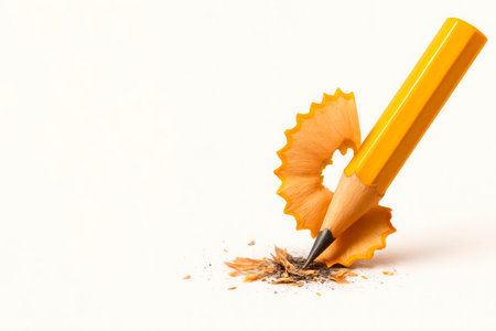 Pencil with sharpener built into the lead. Space for textの素材