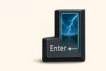 The Enter key turns into a stormy road. Space for textの素材